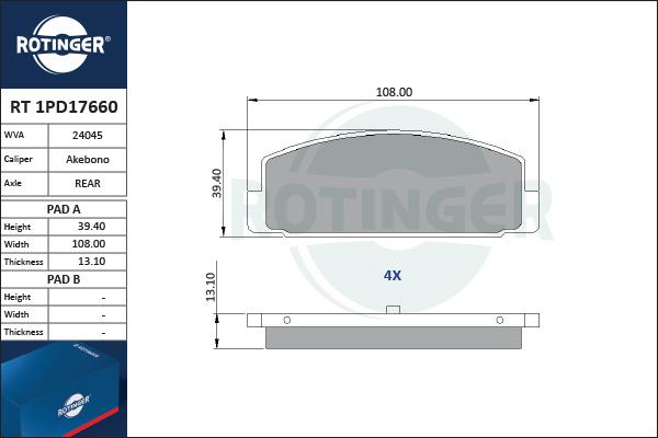 Rotinger RT 1PD17660 - Komplet Pločica, disk-kočnica www.molydon.hr