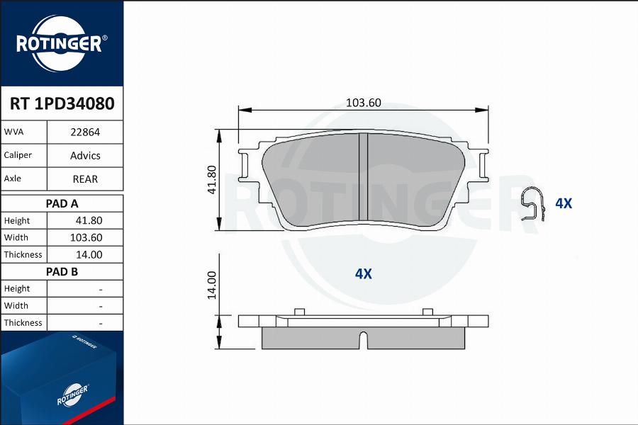 Rotinger RT 1PD34080 - Komplet Pločica, disk-kočnica www.molydon.hr