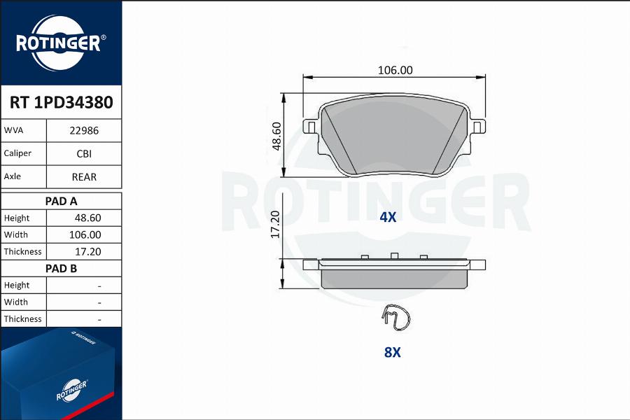 Rotinger RT 1PD34380 - Komplet Pločica, disk-kočnica www.molydon.hr