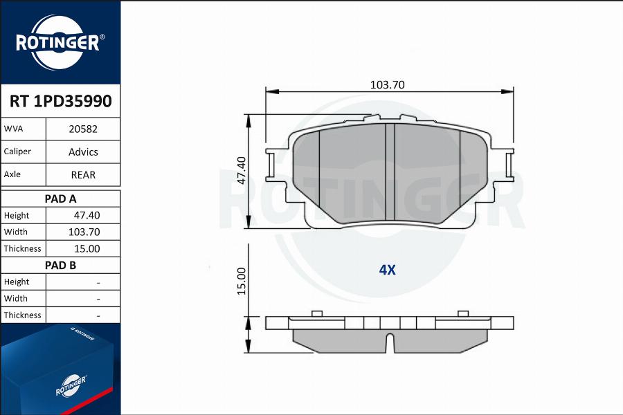 Rotinger RT 1PD35990 - Komplet Pločica, disk-kočnica www.molydon.hr