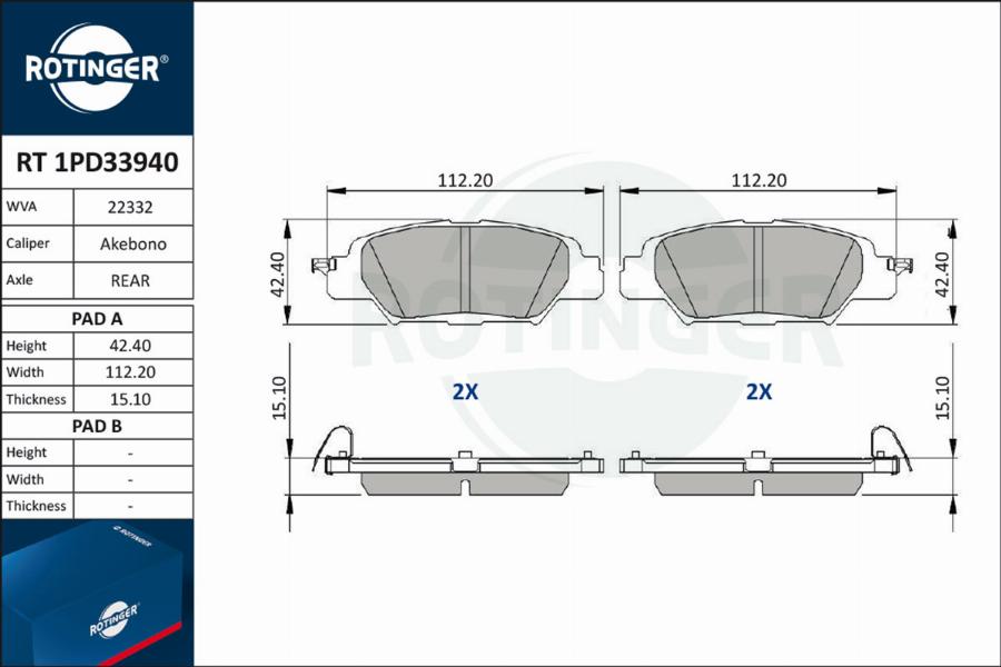 Rotinger RT 1PD33940 - Komplet Pločica, disk-kočnica www.molydon.hr