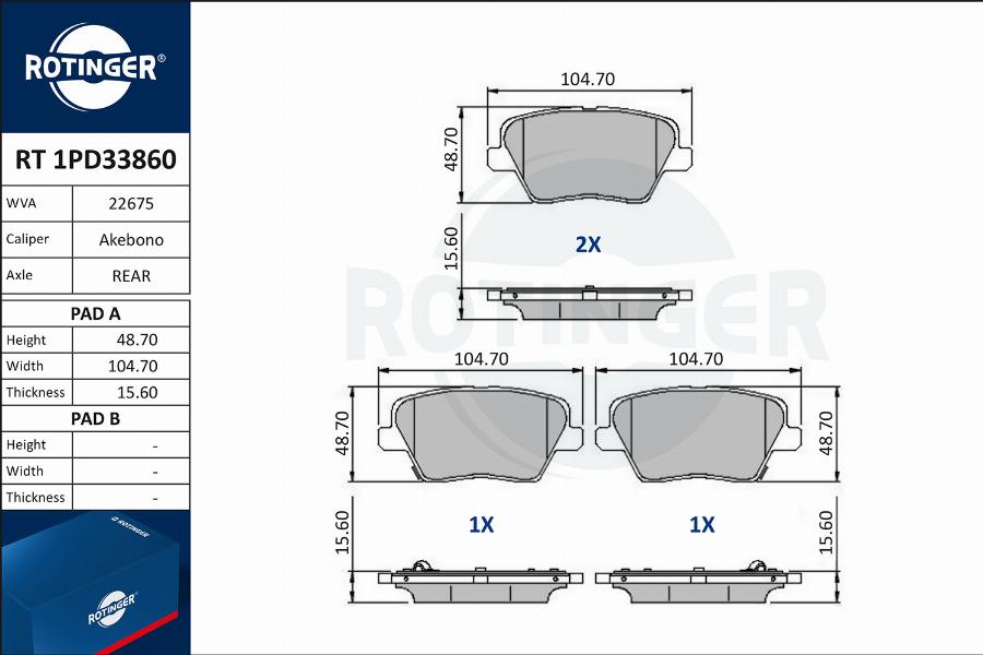 Rotinger RT 1PD33860 - Komplet Pločica, disk-kočnica www.molydon.hr