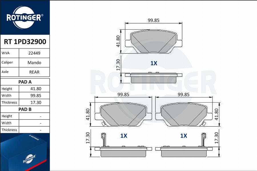 Rotinger RT 1PD32900 - Komplet Pločica, disk-kočnica www.molydon.hr