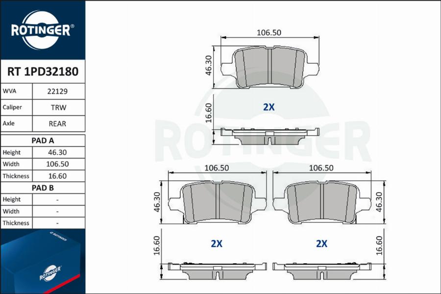 Rotinger RT 1PD32180 - Komplet Pločica, disk-kočnica www.molydon.hr