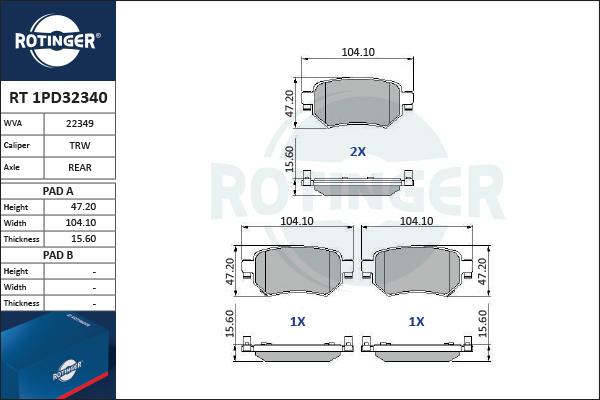 Rotinger RT 1PD32340 - Komplet Pločica, disk-kočnica www.molydon.hr