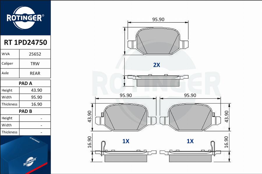 Rotinger RT 1PD24750 - Komplet Pločica, disk-kočnica www.molydon.hr