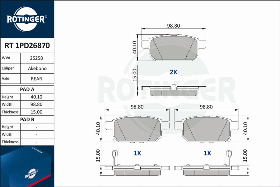 Rotinger RT 1PD26870 - Komplet Pločica, disk-kočnica www.molydon.hr