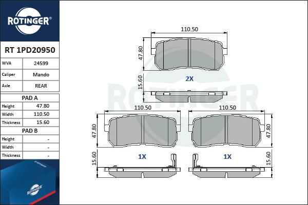 Rotinger RT 1PD20950 - Komplet Pločica, disk-kočnica www.molydon.hr