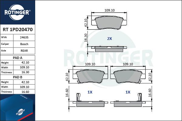 Rotinger RT 1PD20470 - Komplet Pločica, disk-kočnica www.molydon.hr