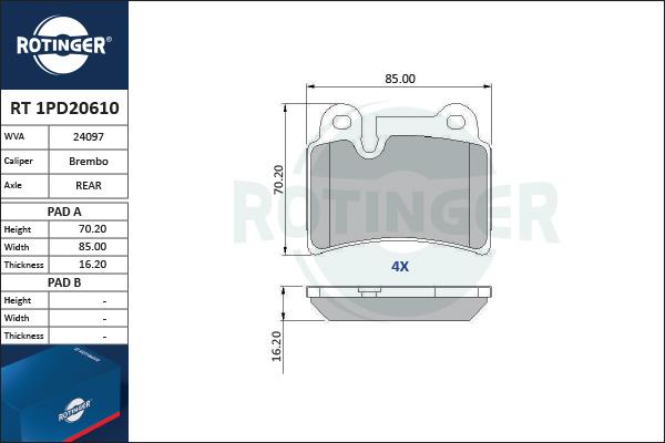 Rotinger RT 1PD20610 - Komplet Pločica, disk-kočnica www.molydon.hr