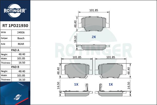 Rotinger RT 1PD21930 - Komplet Pločica, disk-kočnica www.molydon.hr