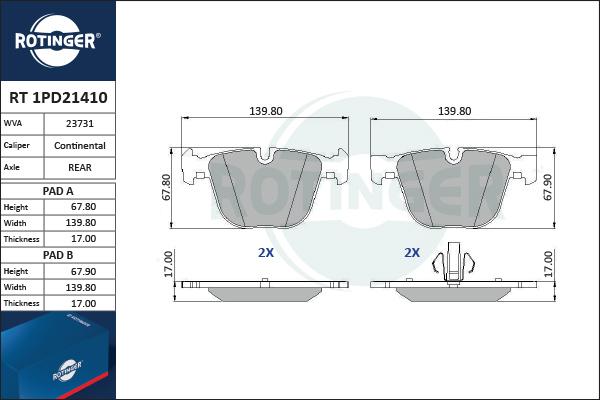 Rotinger RT 1PD21410 - Komplet Pločica, disk-kočnica www.molydon.hr