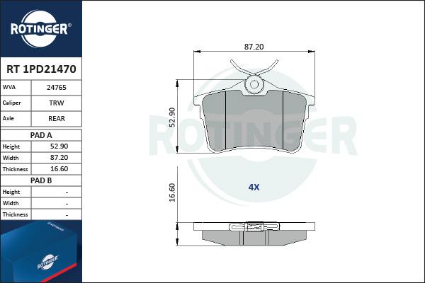 Rotinger RT 1PD21470 - Komplet Pločica, disk-kočnica www.molydon.hr