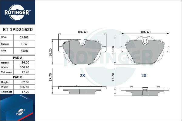 Rotinger RT 1PD21620 - Komplet Pločica, disk-kočnica www.molydon.hr