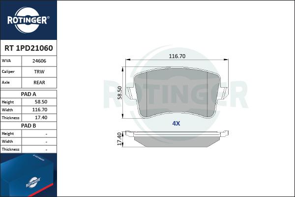 Rotinger RT 1PD21060 - Komplet Pločica, disk-kočnica www.molydon.hr