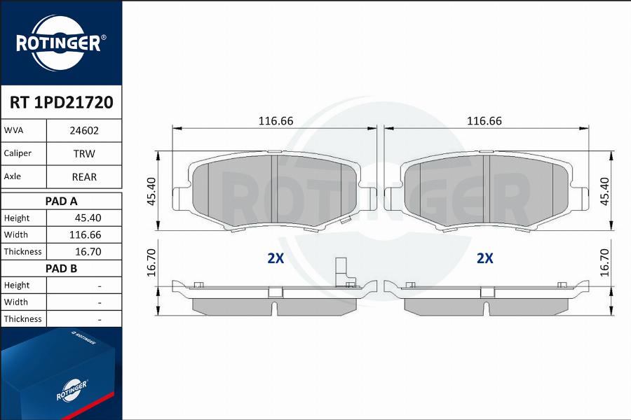 Rotinger RT 1PD21720 - Komplet Pločica, disk-kočnica www.molydon.hr