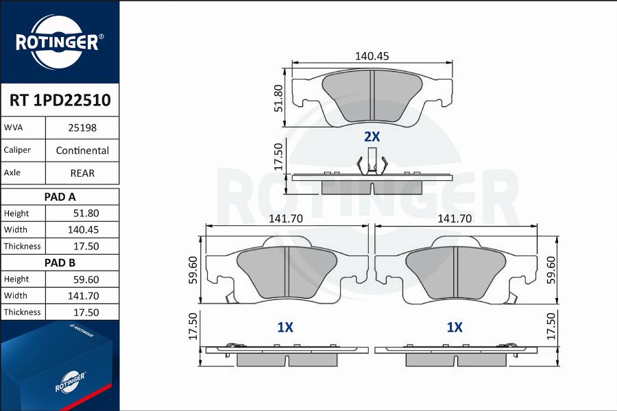 Rotinger RT 1PD22510 - Komplet Pločica, disk-kočnica www.molydon.hr