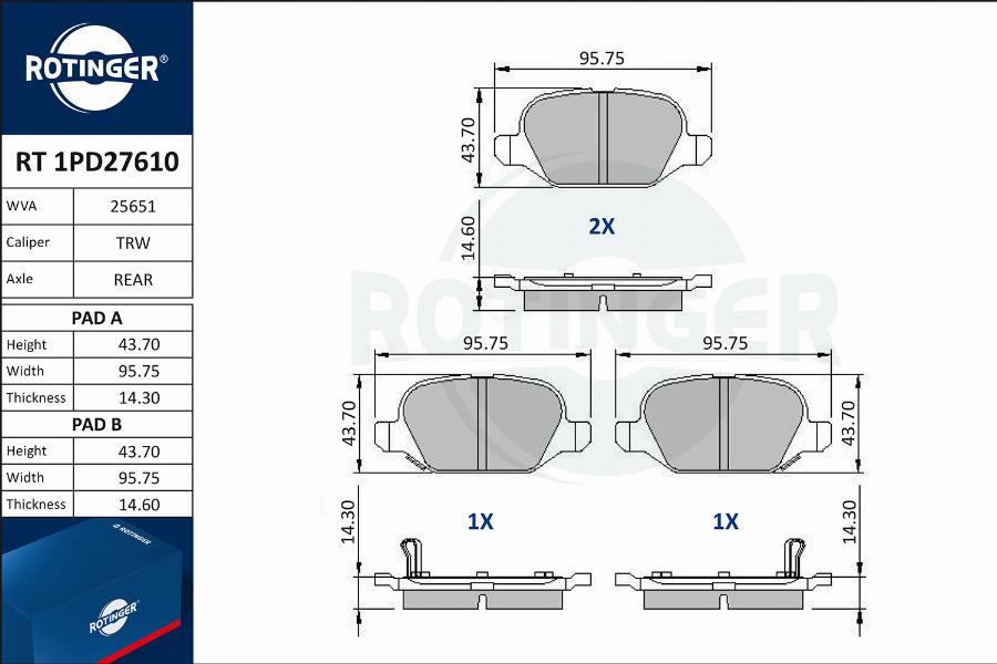 Rotinger RT 1PD27610 - Komplet Pločica, disk-kočnica www.molydon.hr