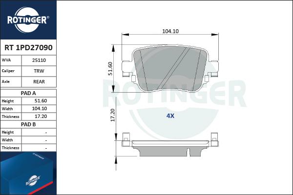 Rotinger RT 1PD27090 - Komplet Pločica, disk-kočnica www.molydon.hr