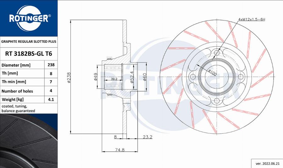 Rotinger RT 3182BS-GL T6 - Kočioni disk www.molydon.hr