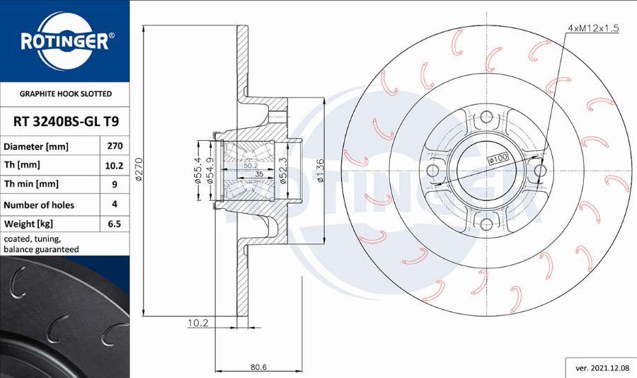 Rotinger RT 3240BS-GL T9 - Kočioni disk www.molydon.hr