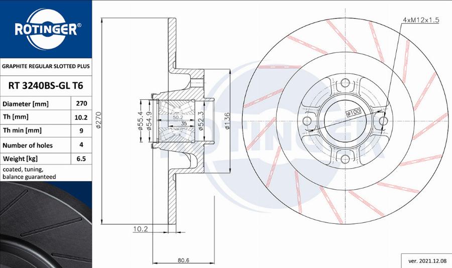 Rotinger RT 3240BS-GL T6 - Kočioni disk www.molydon.hr