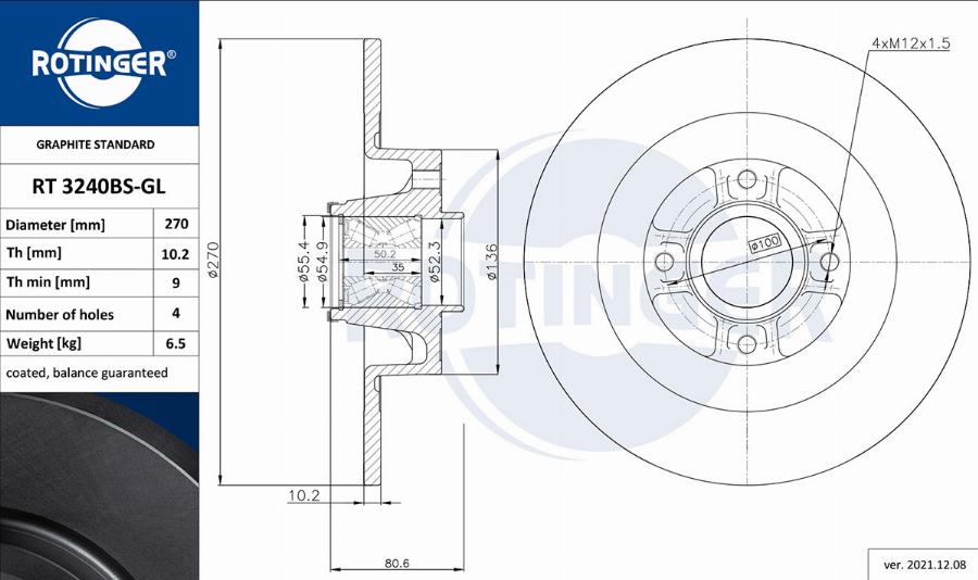 Rotinger RT 3240BS-GL - Kočioni disk www.molydon.hr