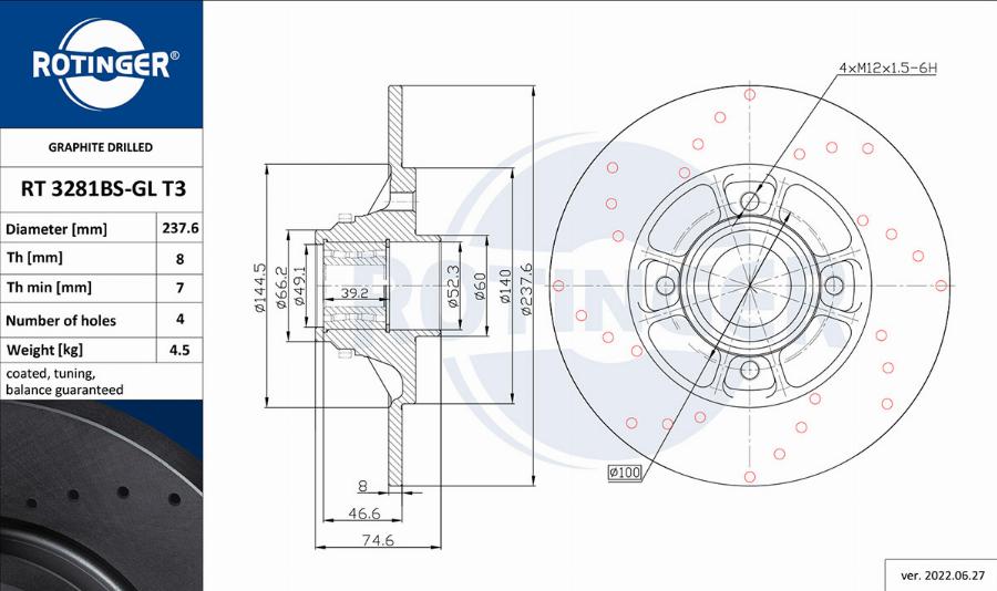 Rotinger RT 3281BS-GL T3 - Kočioni disk www.molydon.hr