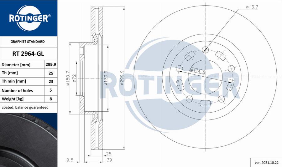 Rotinger RT 2964-GL - Kočioni disk www.molydon.hr