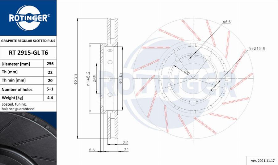 Rotinger RT 2915-GL T6 - Kočioni disk www.molydon.hr