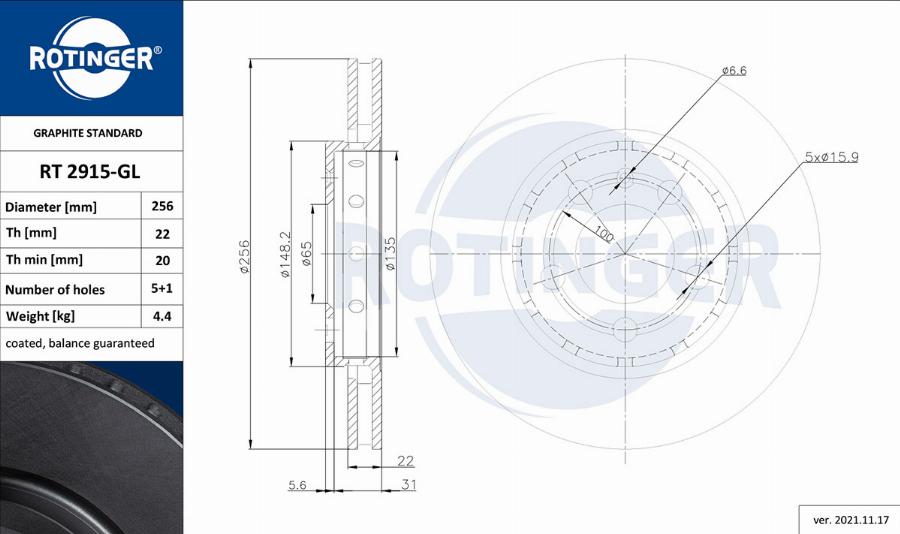 Rotinger RT 2915-GL - Kočioni disk www.molydon.hr