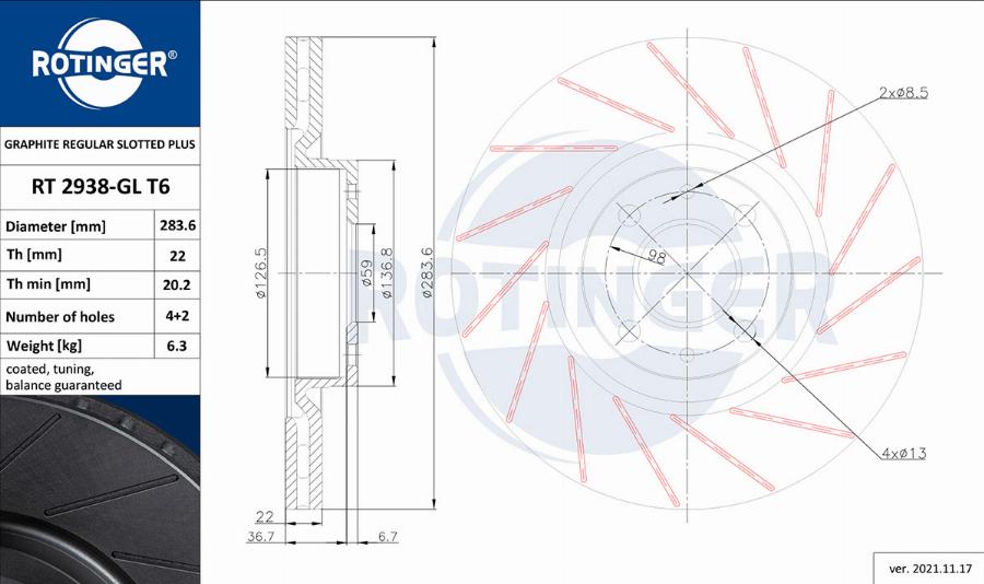 Rotinger RT 2938-GL T6 - Kočioni disk www.molydon.hr