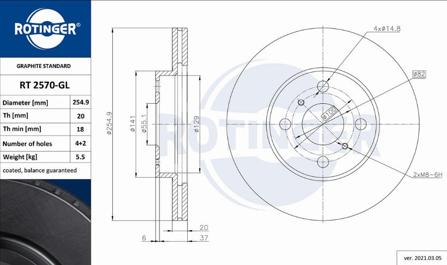 Rotinger RT 2570-GL - Kočioni disk www.molydon.hr