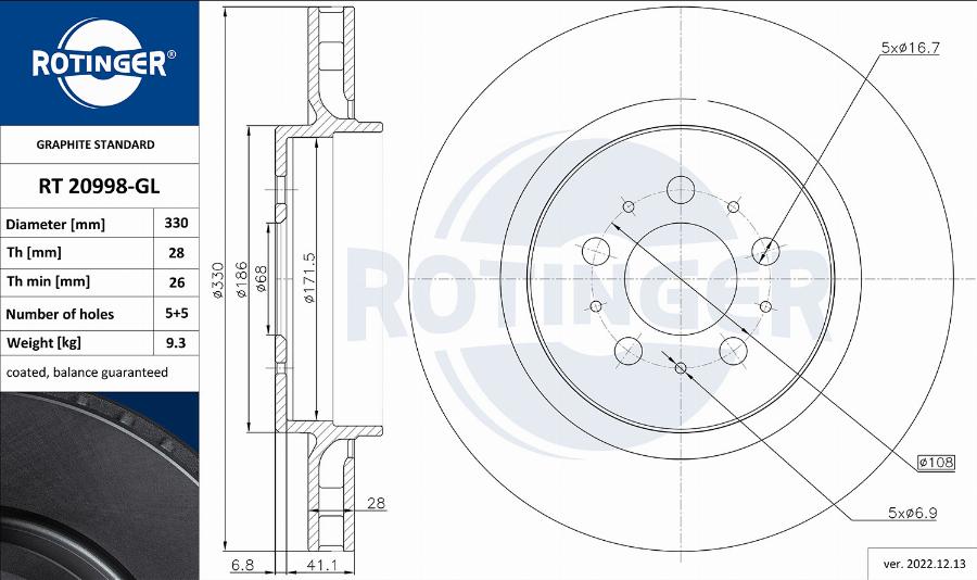 Rotinger RT 20998-GL - Kočioni disk www.molydon.hr