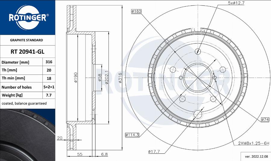 Rotinger RT 20941-GL - Kočioni disk www.molydon.hr