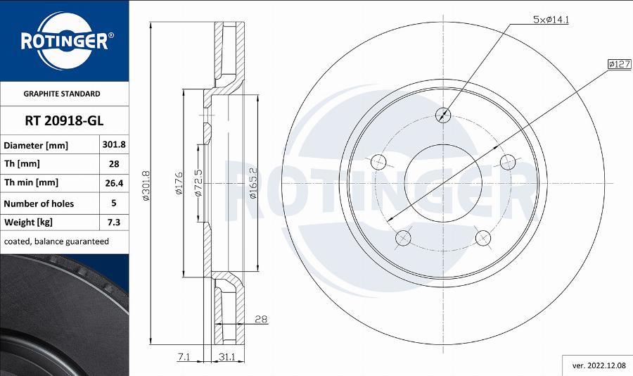 Rotinger RT 20918-GL - Kočioni disk www.molydon.hr