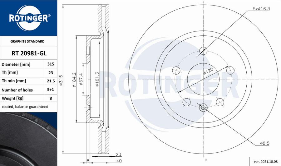 Rotinger RT 20981-GL - Kočioni disk www.molydon.hr