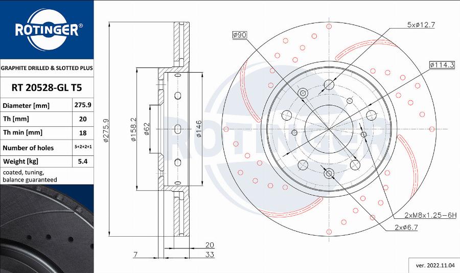 Rotinger RT 20528-GL T5 - Kočioni disk www.molydon.hr