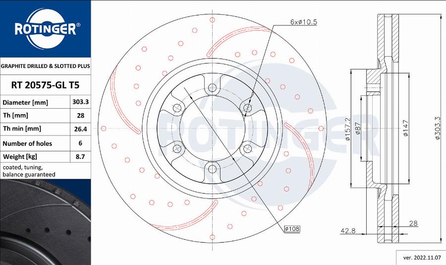 Rotinger RT 20575-GL T5 - Kočioni disk www.molydon.hr