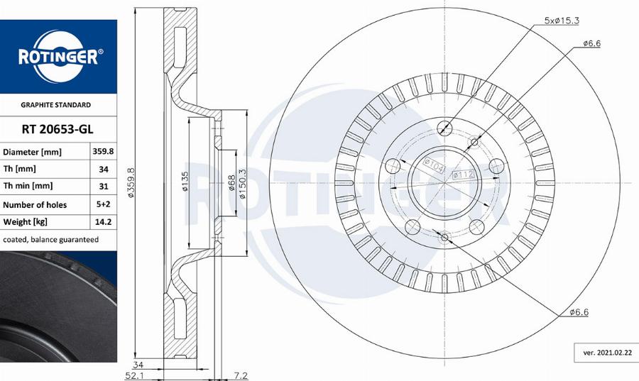 Rotinger RT 20653-GL - Kočioni disk www.molydon.hr