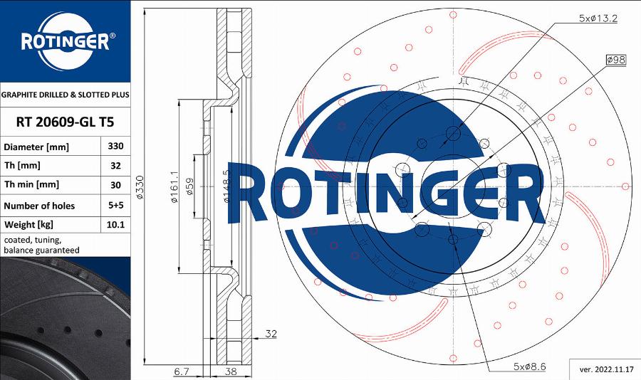 Rotinger RT 20609-GL T5 - Kočioni disk www.molydon.hr