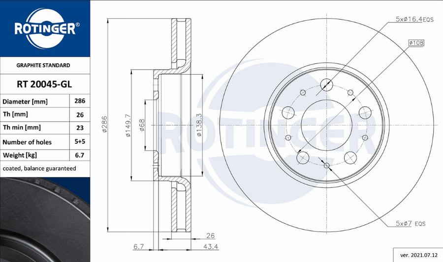 Rotinger RT 20045-GL - Kočioni disk www.molydon.hr