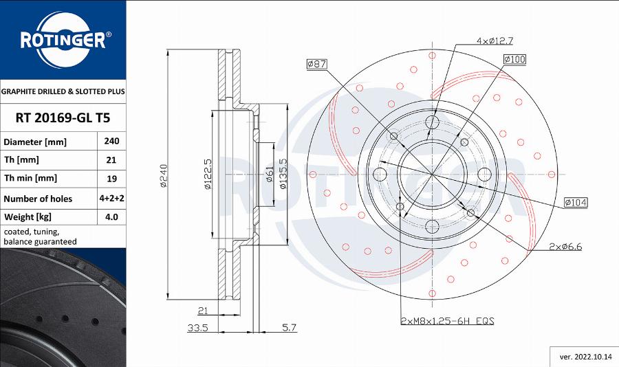 Rotinger RT 20169-GL T5 - Kočioni disk www.molydon.hr