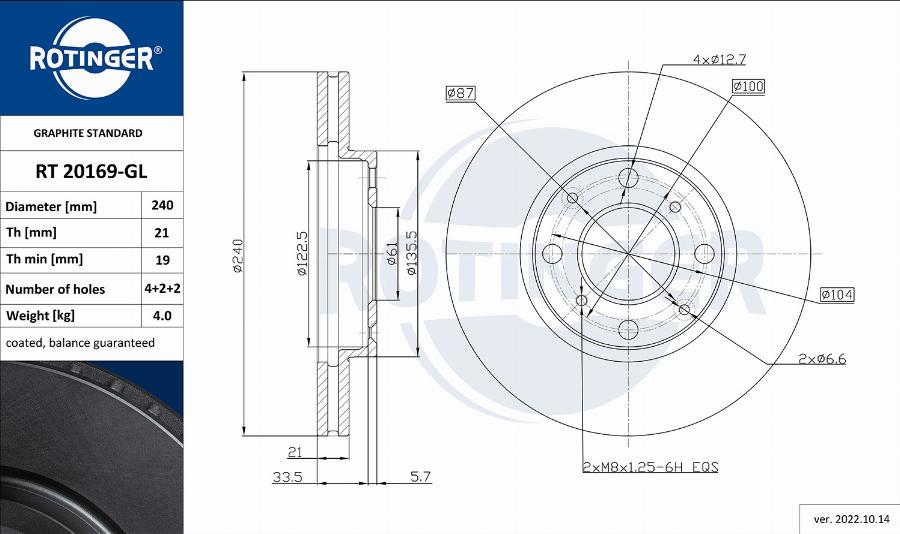 Rotinger RT 20169-GL - Kočioni disk www.molydon.hr