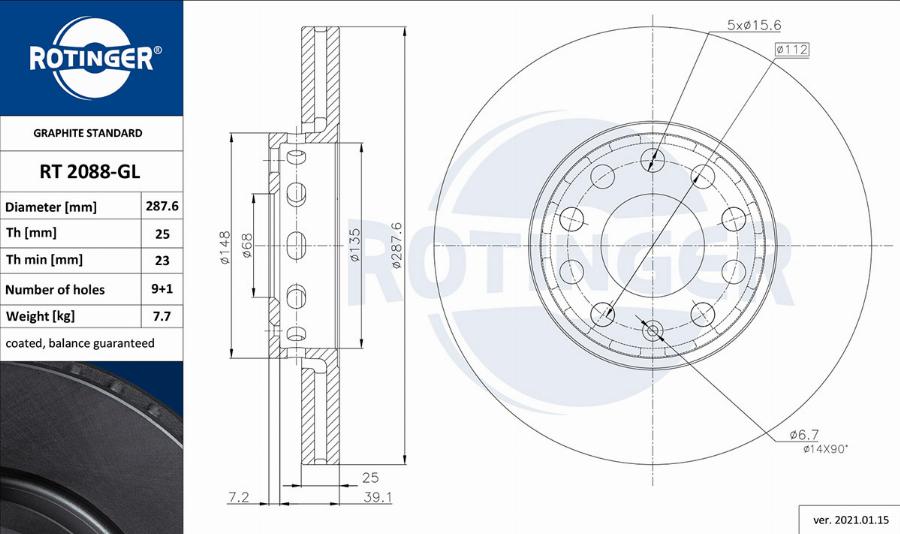 Rotinger RT 2088-GL - Kočioni disk www.molydon.hr