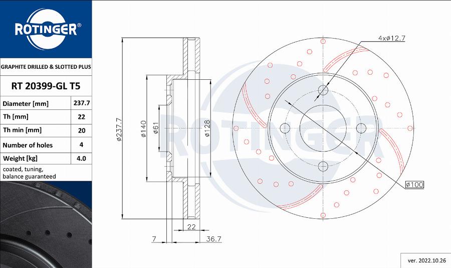 Rotinger RT 20399-GL T5 - Kočioni disk www.molydon.hr