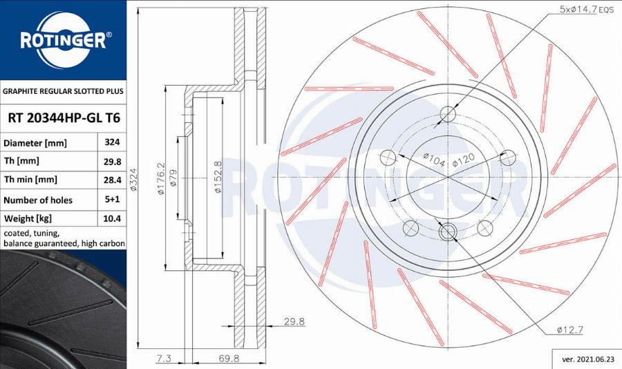 Rotinger RT 20344HP-GL T6 - Kočioni disk www.molydon.hr