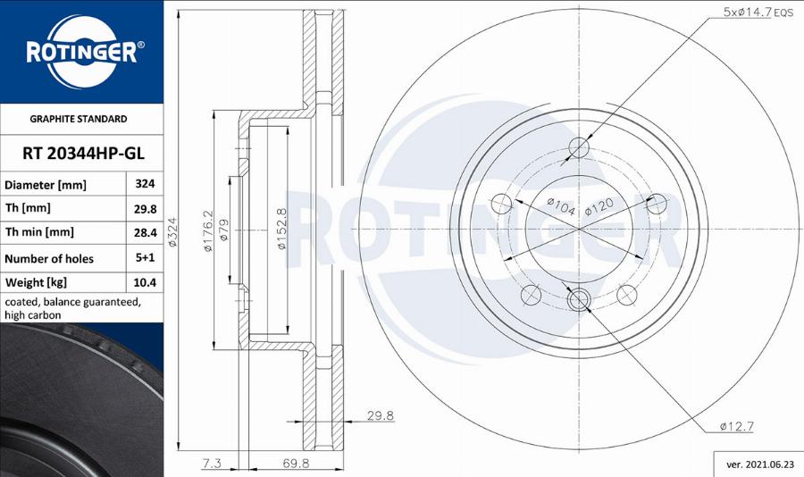 Rotinger RT 20344HP-GL - Kočioni disk www.molydon.hr