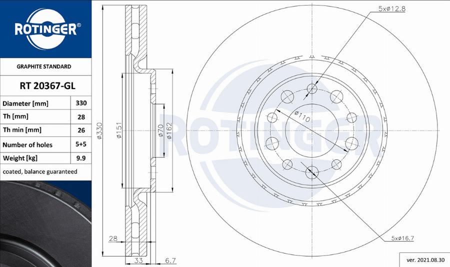 Rotinger RT 20367-GL - Kočioni disk www.molydon.hr