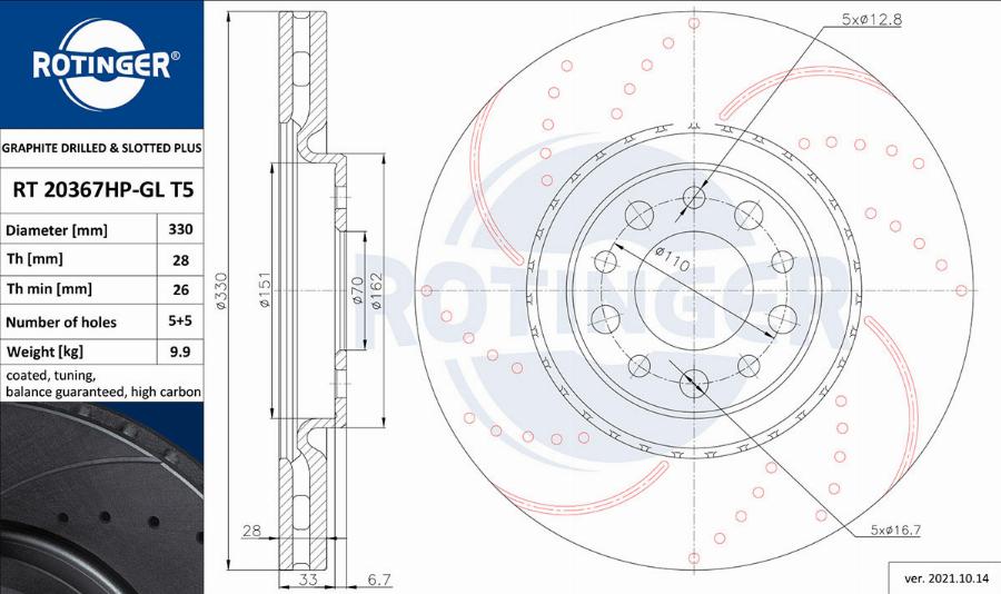 Rotinger RT 20367HP-GL T5 - Kočioni disk www.molydon.hr